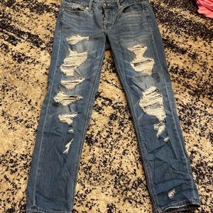 Distressed straight leg American Eagle jeans